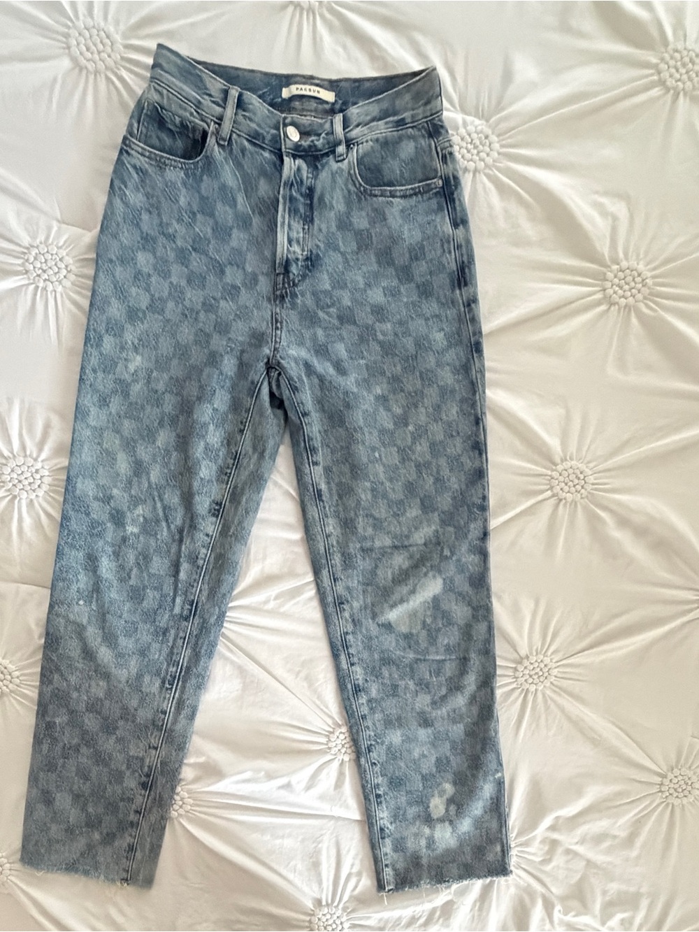 PacSun High-Rise Checkerboard Fade Blue Jeans